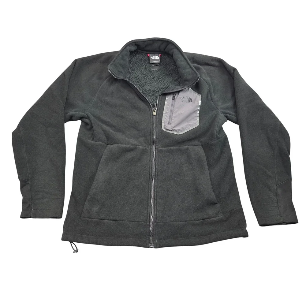 North Face Fleece Jacket Mens M Black Full Zip Sherpa Lined Outdoor Gorpcore